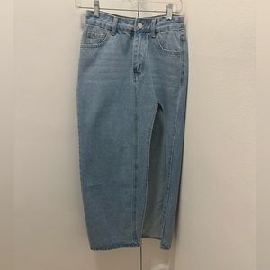 Shein high slit denim maxi skirt
